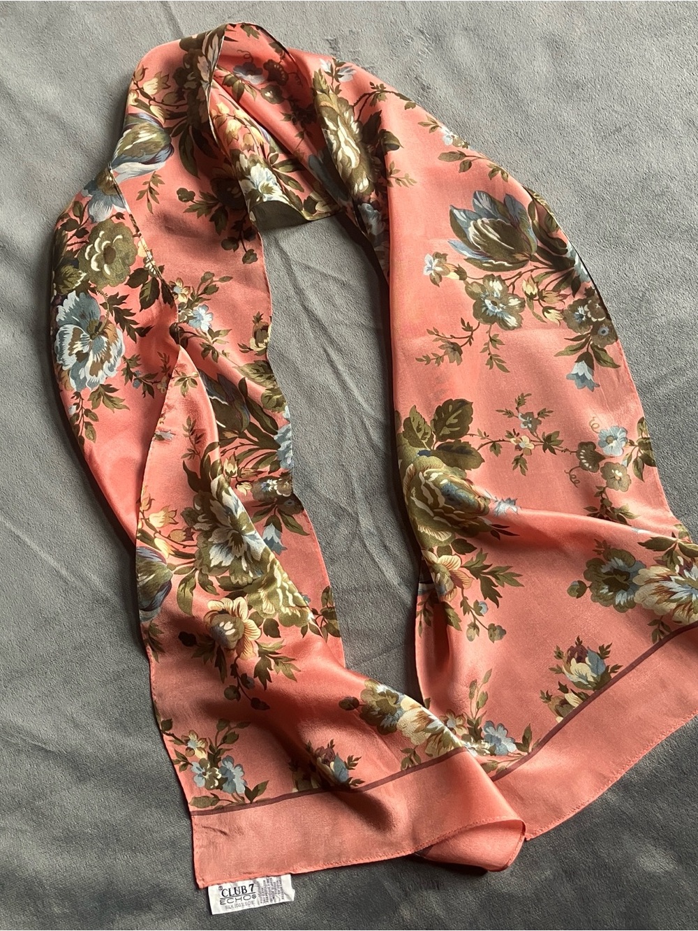 Echo Silk Coral Floral Scarf - Picture 2 of 4